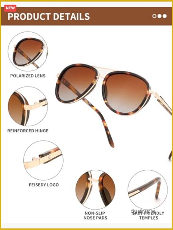 Retro Polarized Aviator Sunglasses Vintage Square Frame main image 7